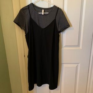 Black slip dress with tee